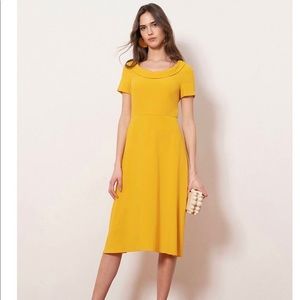 Donna Morgan Womens Size 6 Mel Yellow Scoop Neck Fit & Flare Midi Dress NWT